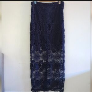 LE CHATEAU | Women's  Navy Floral Laced Partially Lined Maxi Skirt